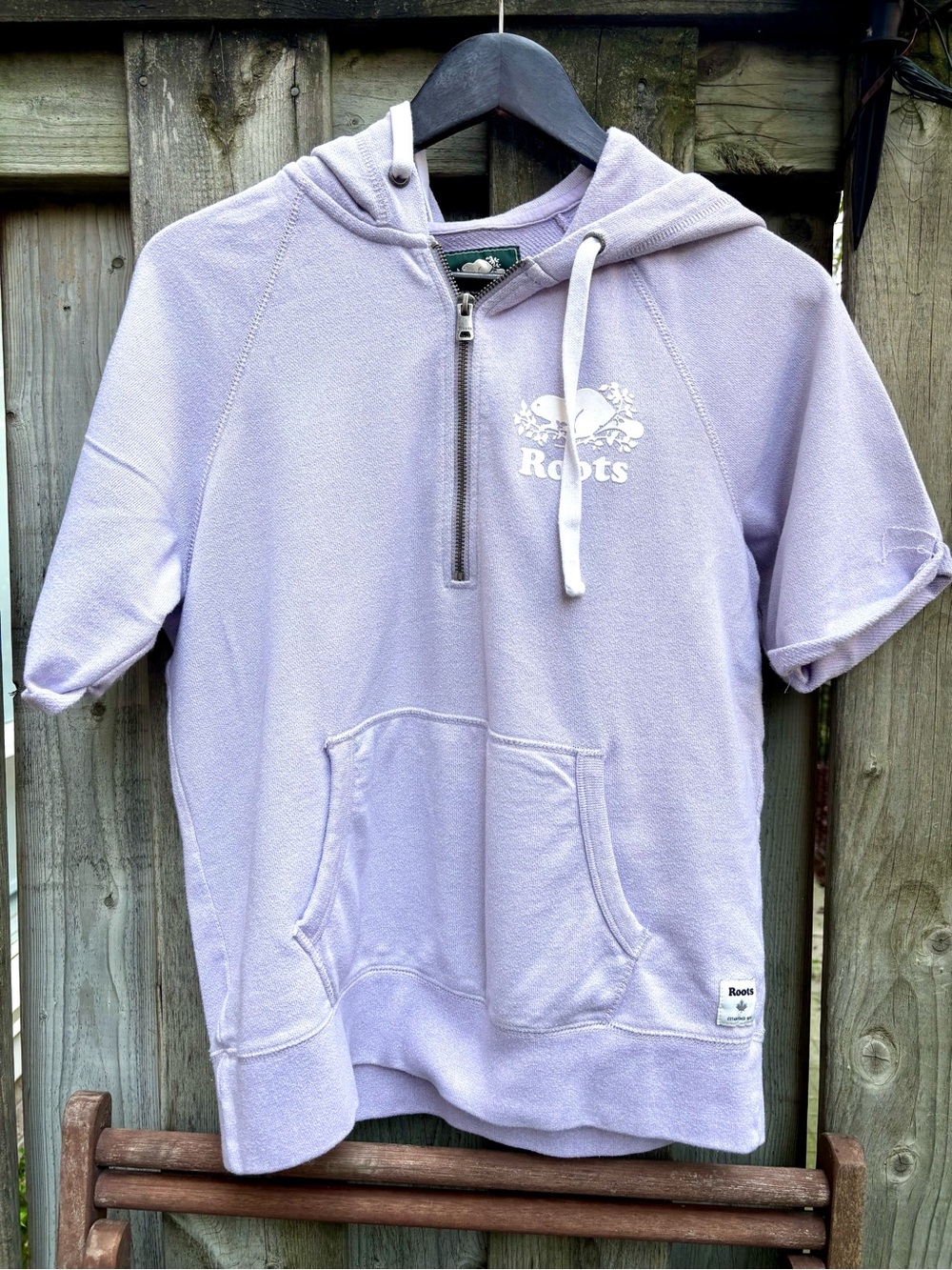 Vintage Roots Short-Sleeve Lavender Half-Zip Hoodie